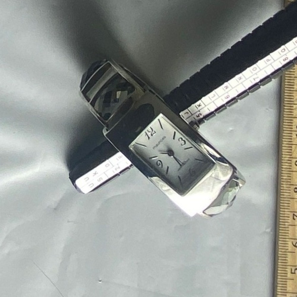 Women's Silver Tone Rectangular Face Crystal Acce… - image 1